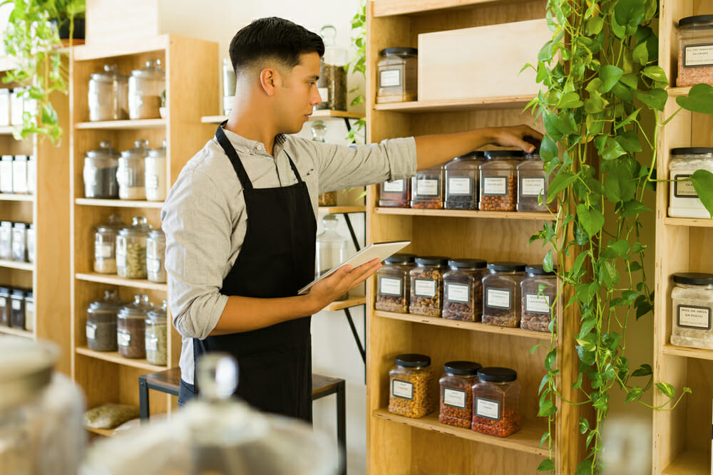 A founder checking their inventory