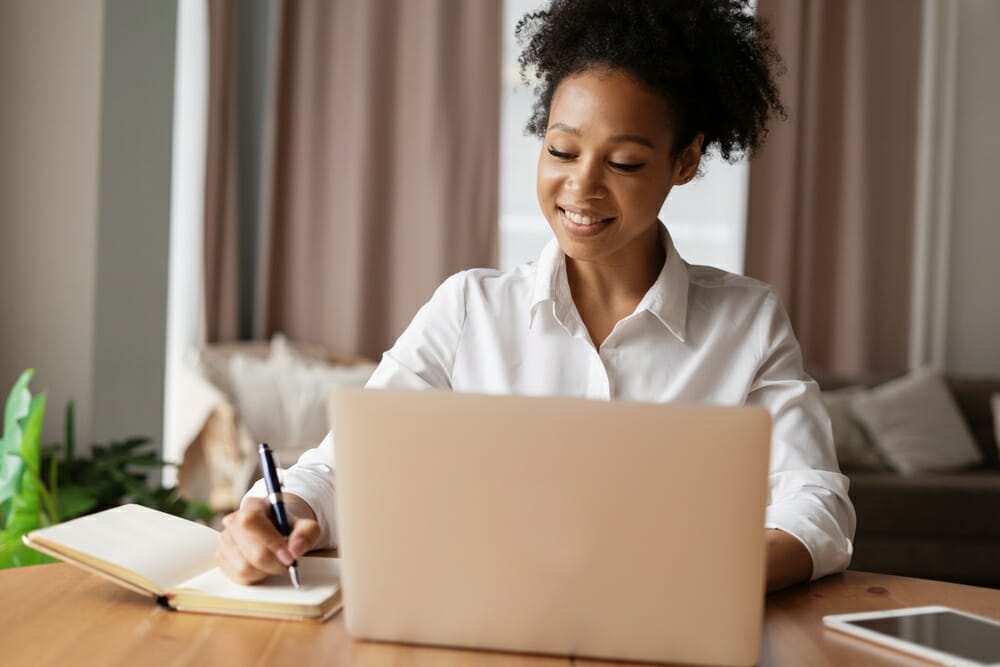 Student working at desk