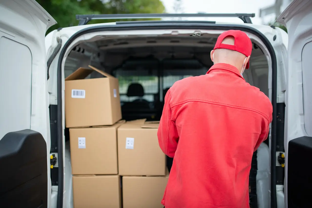 A service worker delivering packages