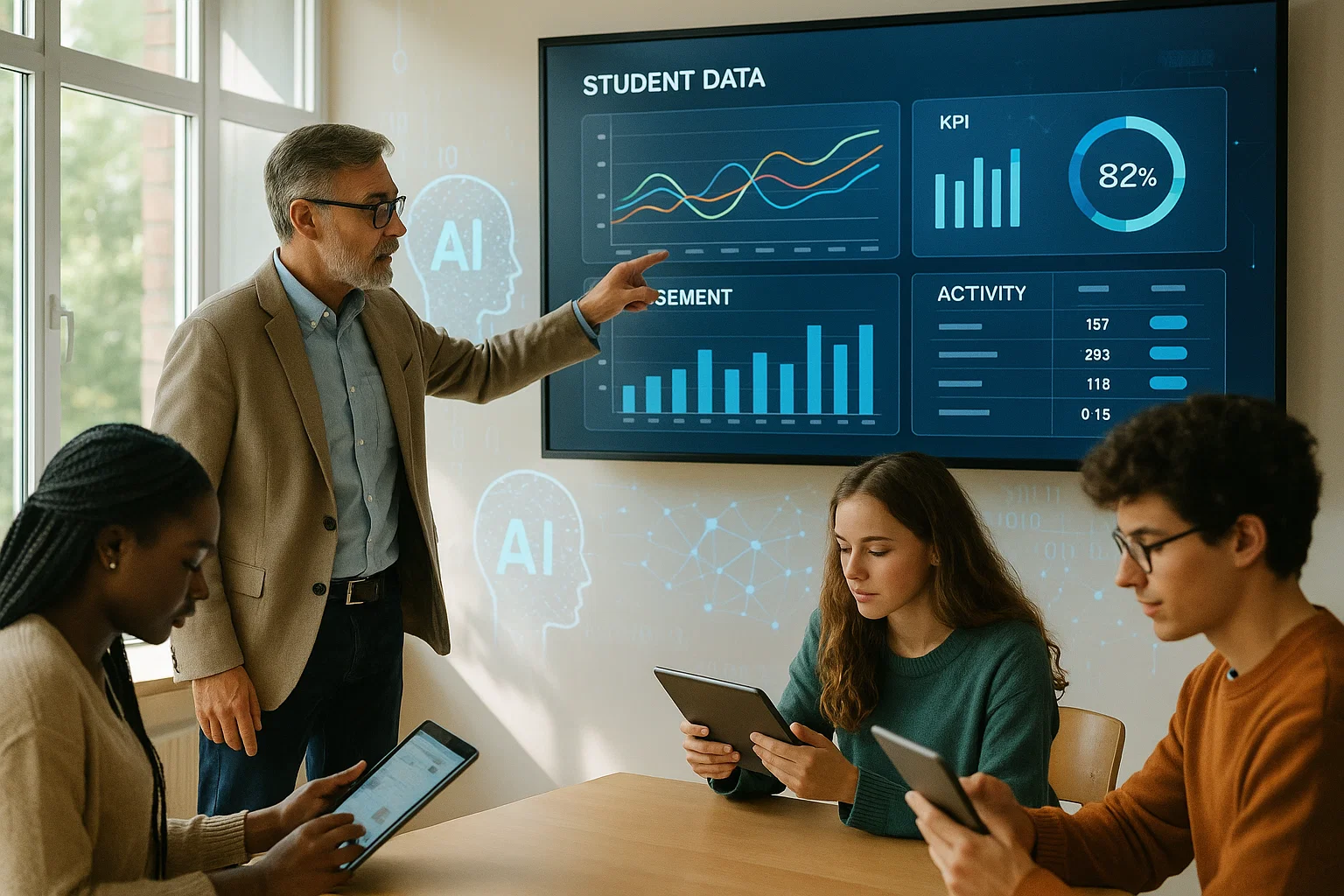 Educator using AI analytics tools - (toolkit for business)