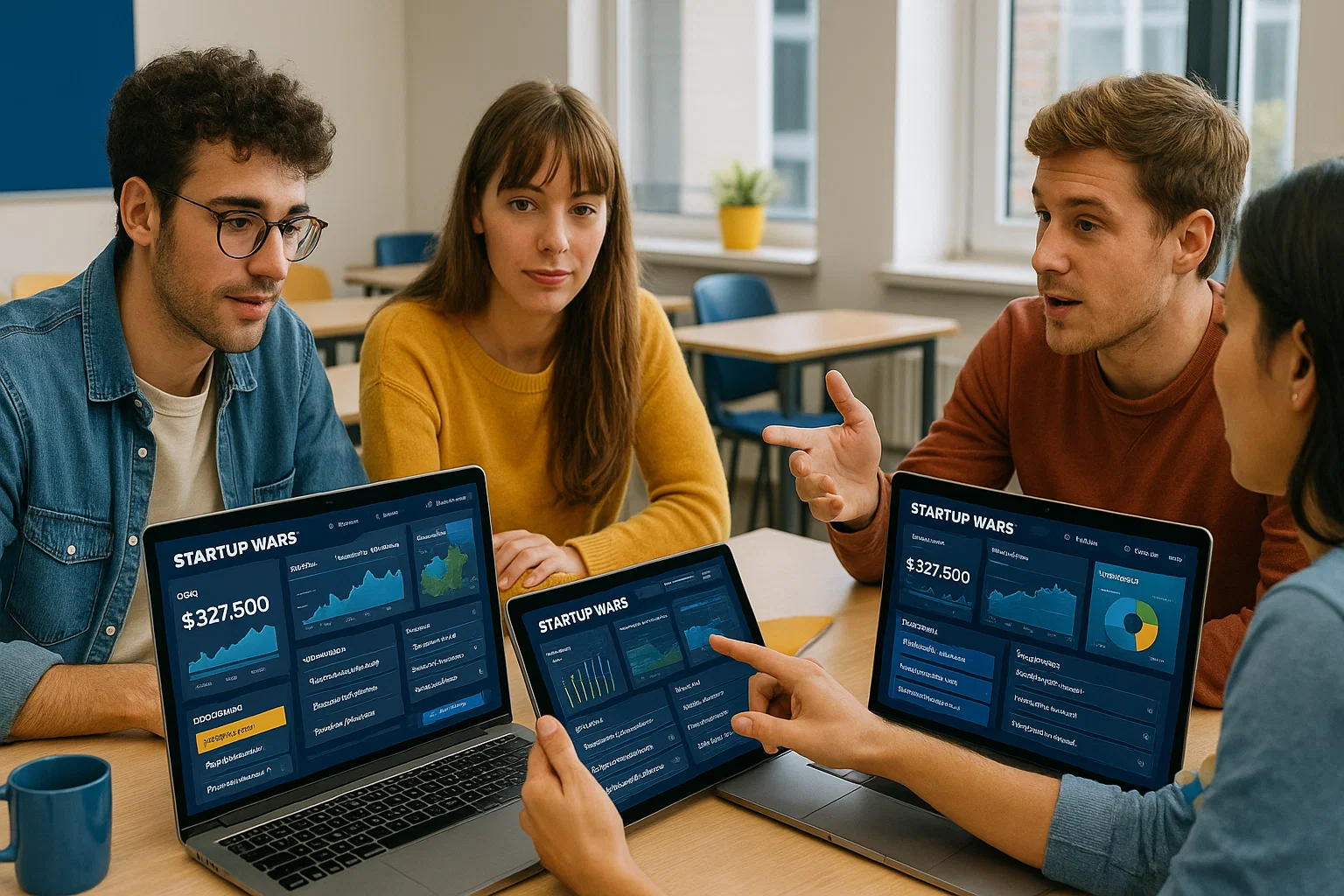 Professors analyzing student data.