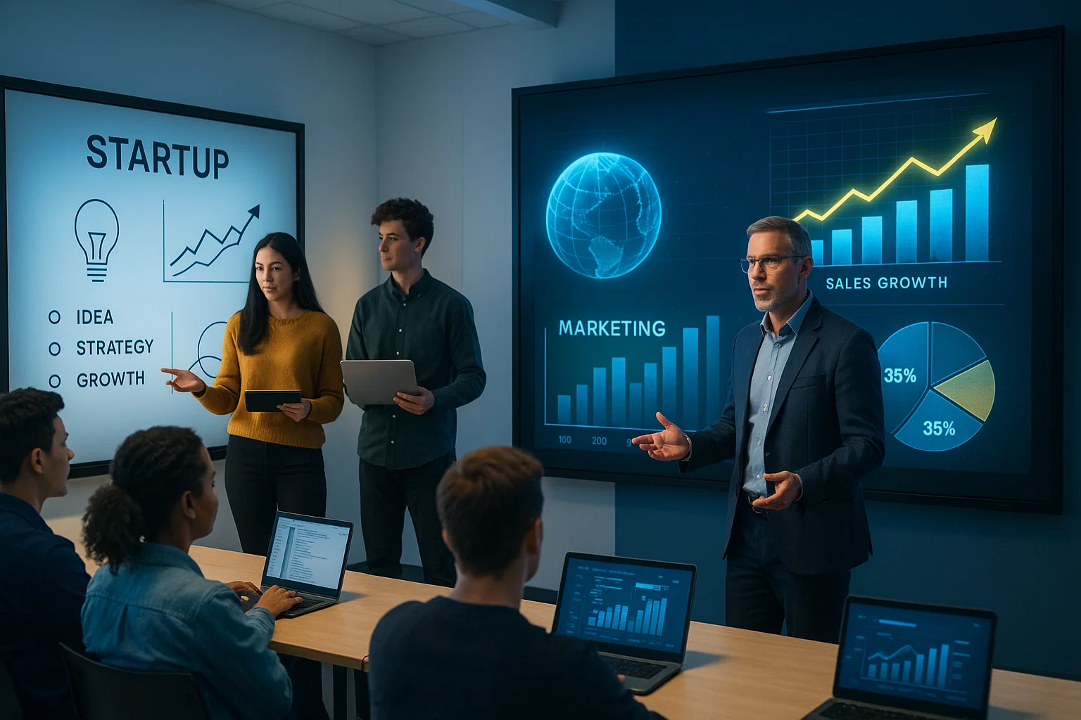 Modern classroom focused on innovation.