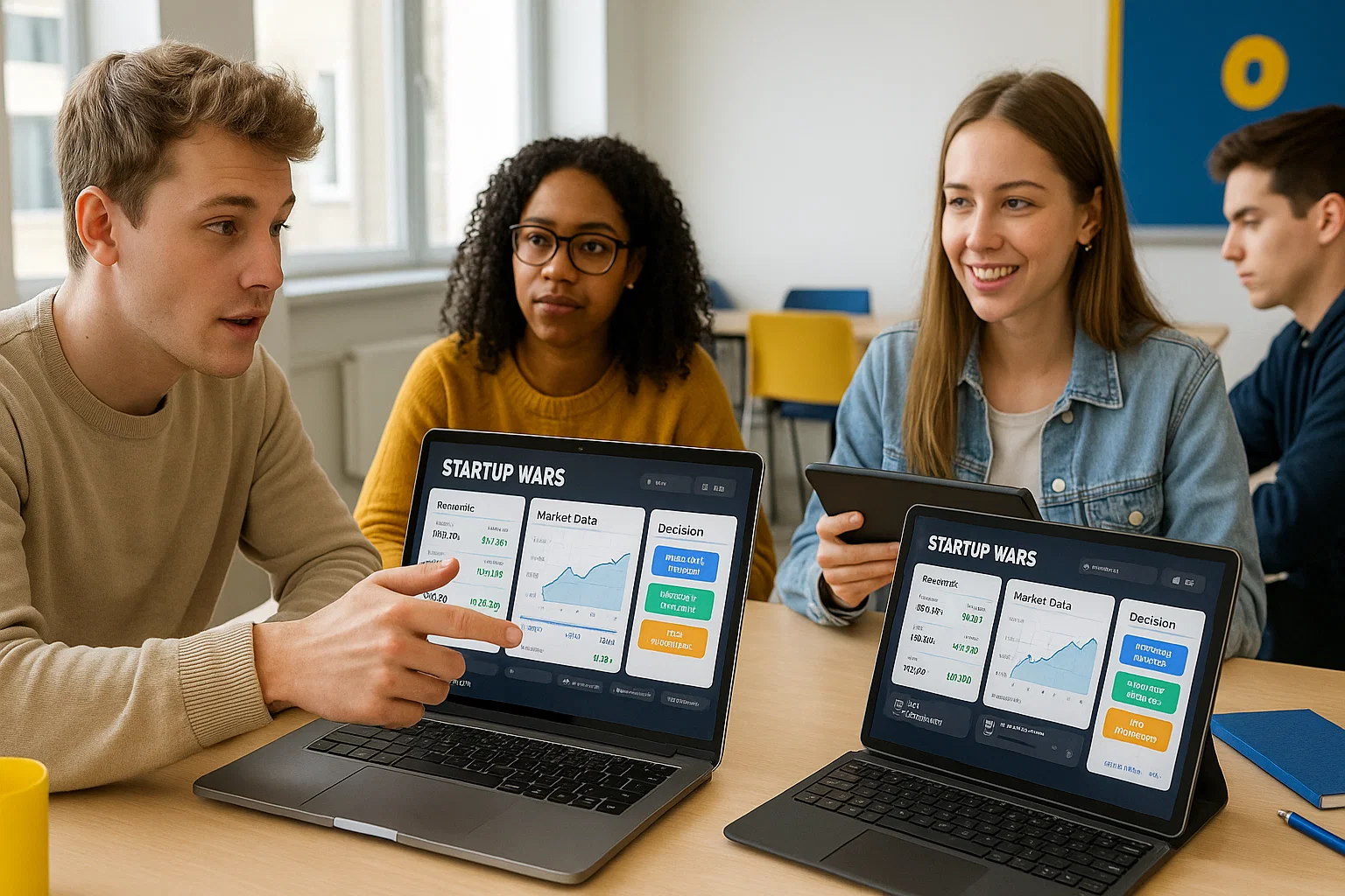 Students using Startup Wars.