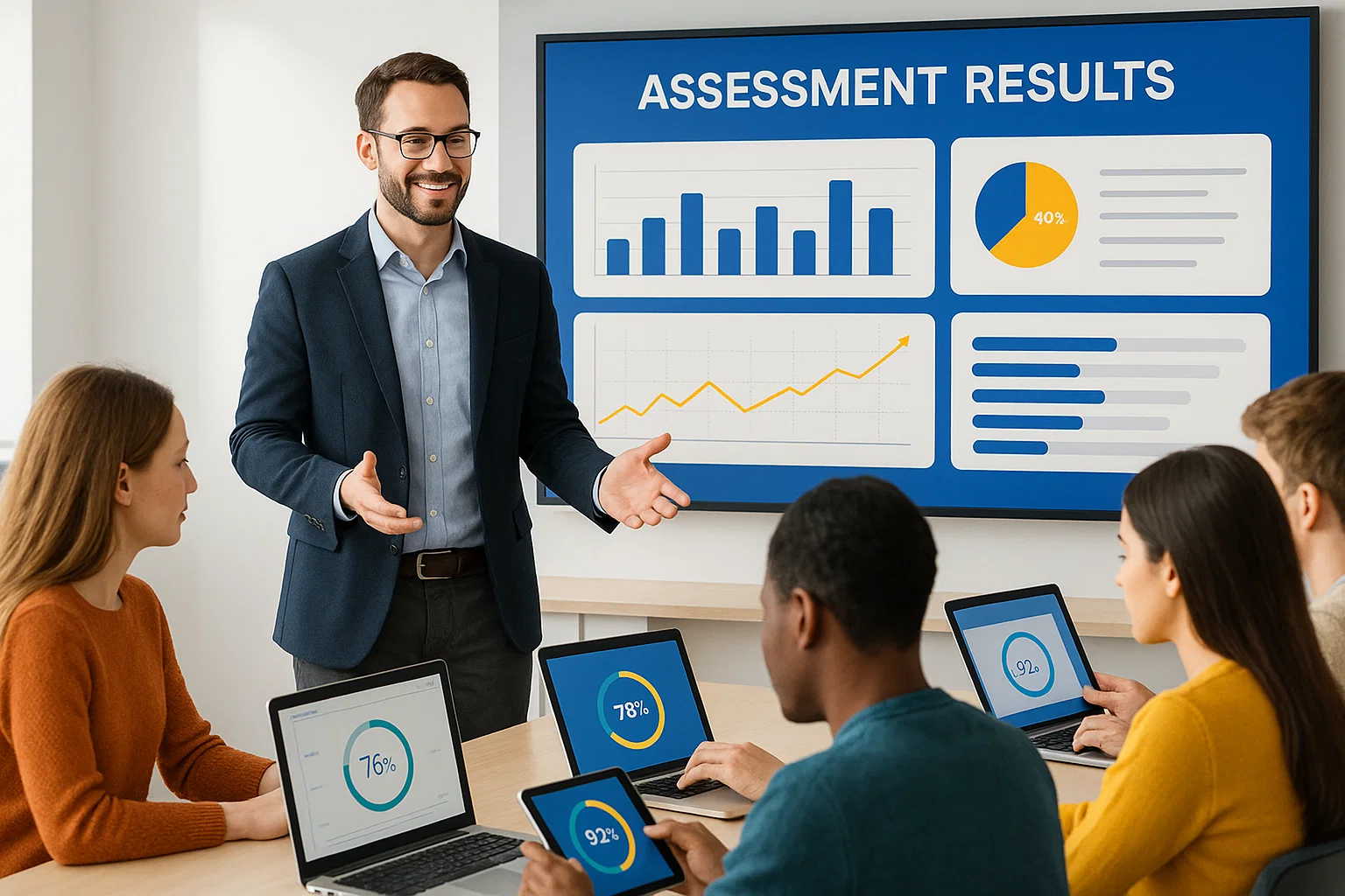 Educator using digital assessment tools