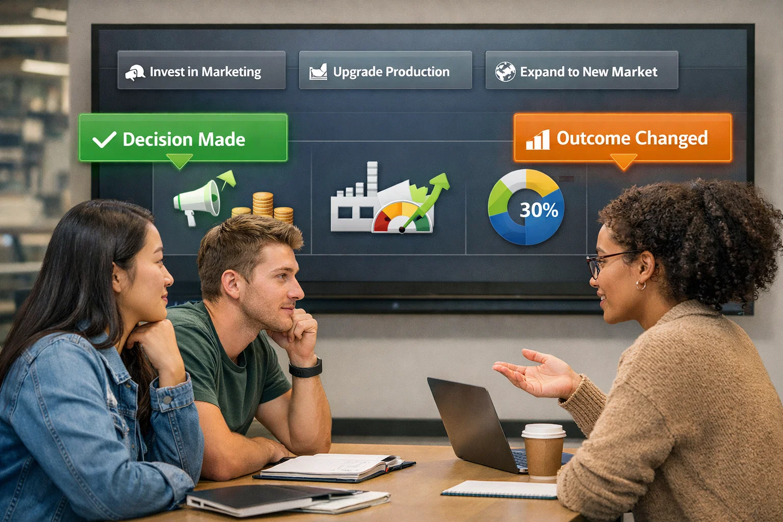 students making decisions in simulation