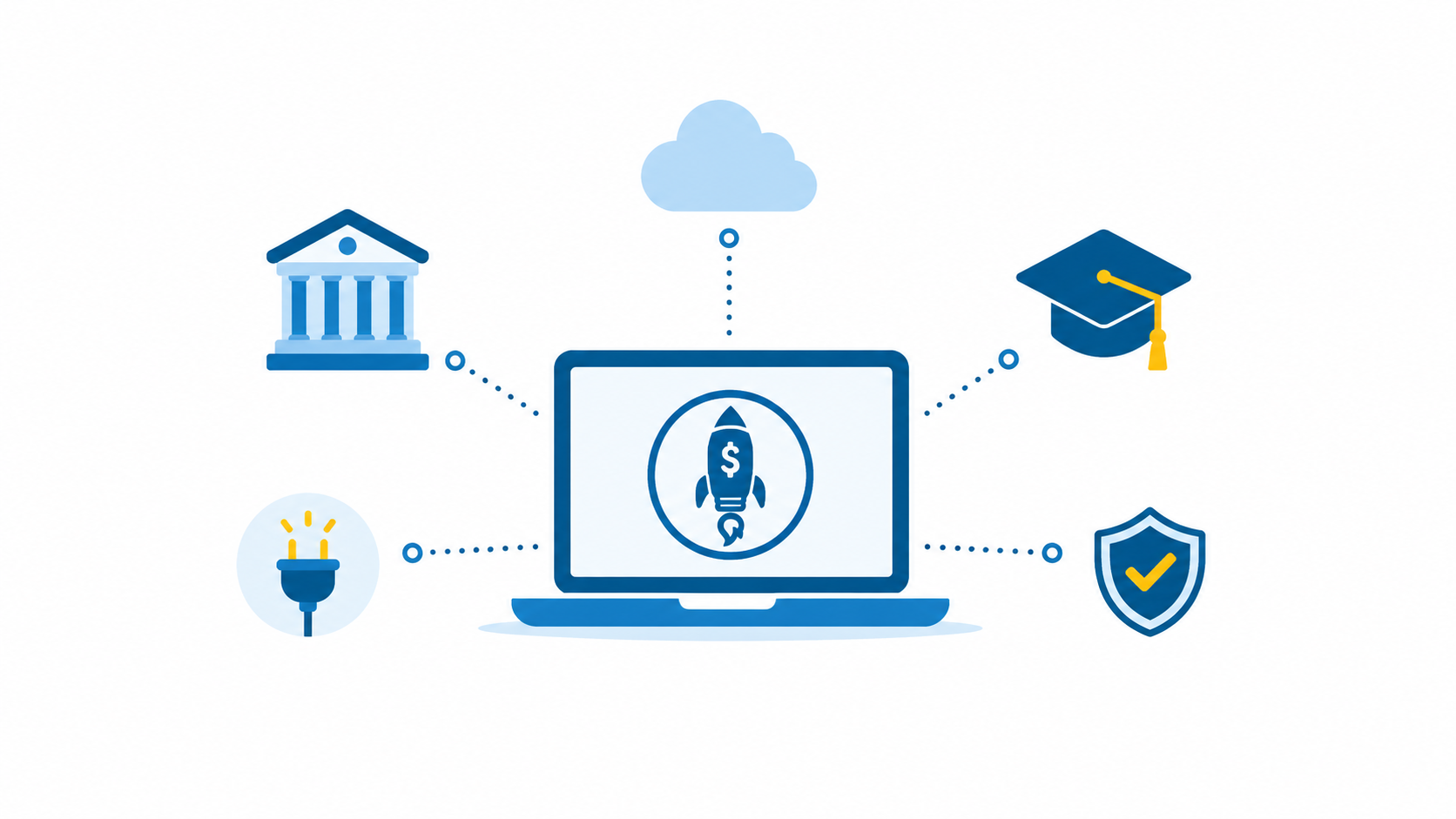 Startup Wars V2 updates illustration showing upcoming LTI, LMS, and SSO integrations connecting the platform with learning systems, cloud services, higher education, and secure access.